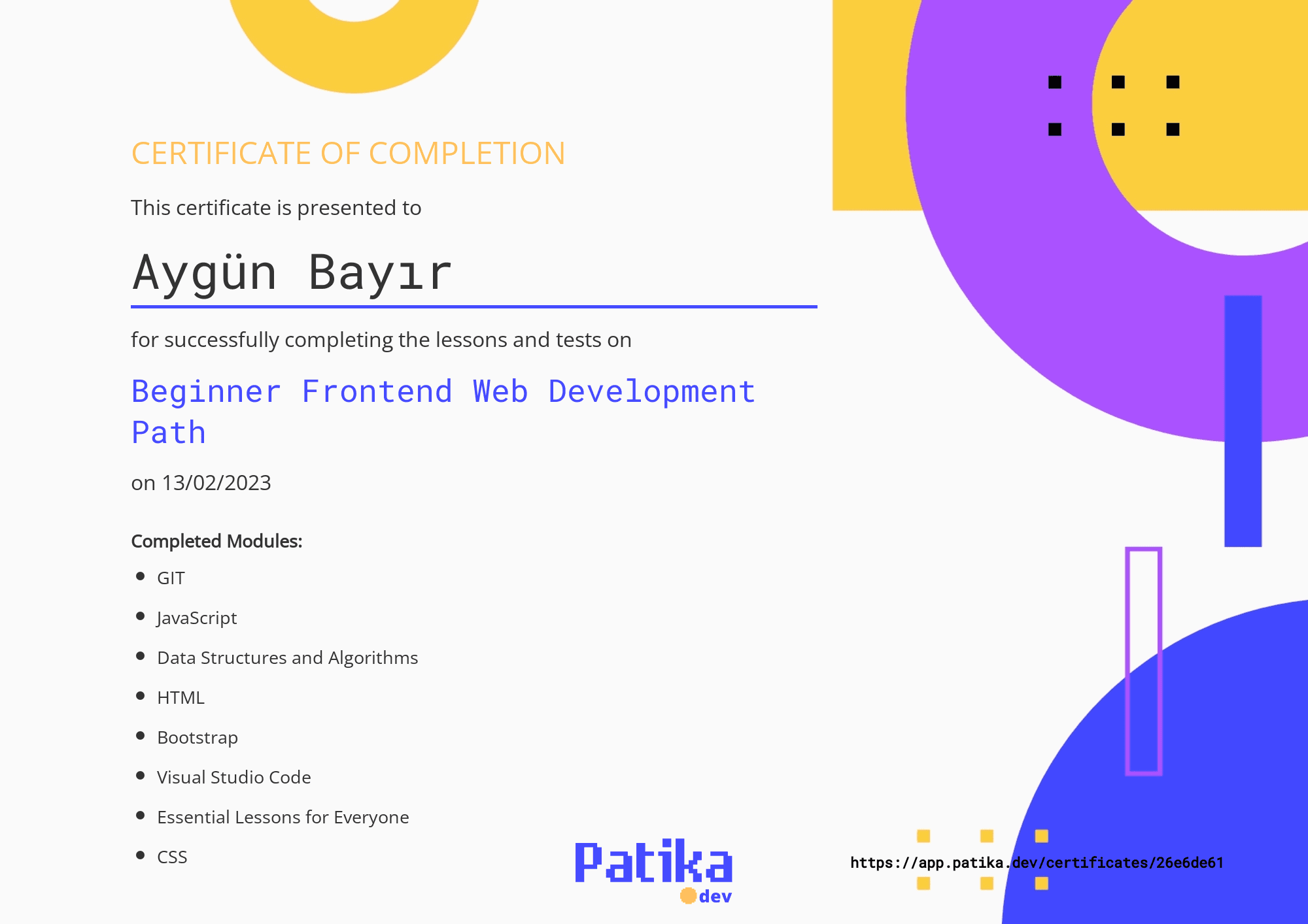 Başlangıç Seviye Frontend Web Development Patikası
